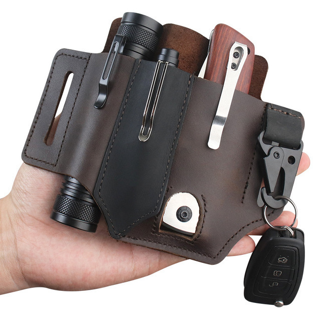 Leren EDC gereedschapstas, out - Edc Carry Pocket recensie en prijs